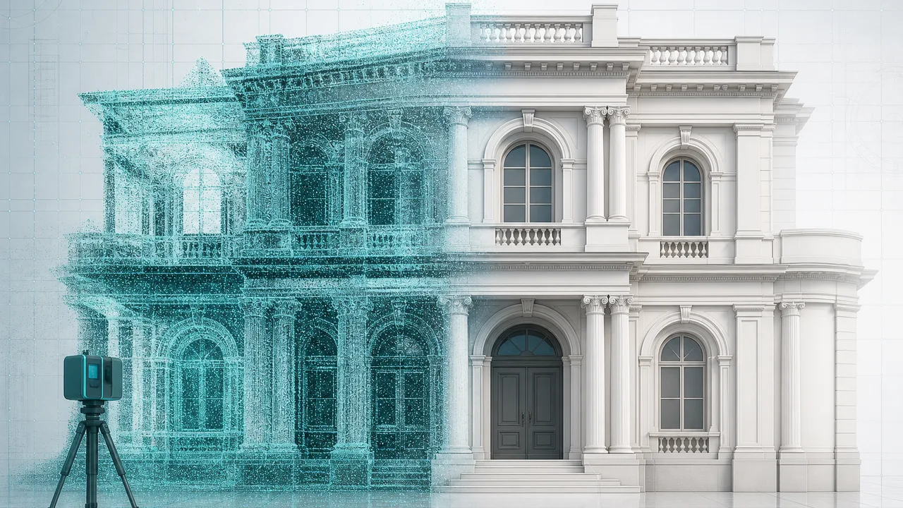 Scan to BIM — bâtiment existant passant du nuage de points au modèle BIM