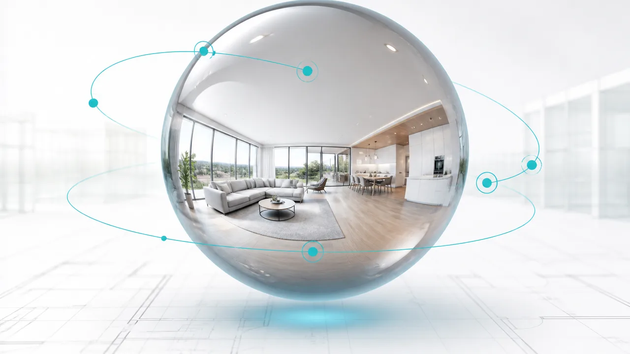 Visites virtuelles — sphère panoramique 360° d'un intérieur moderne